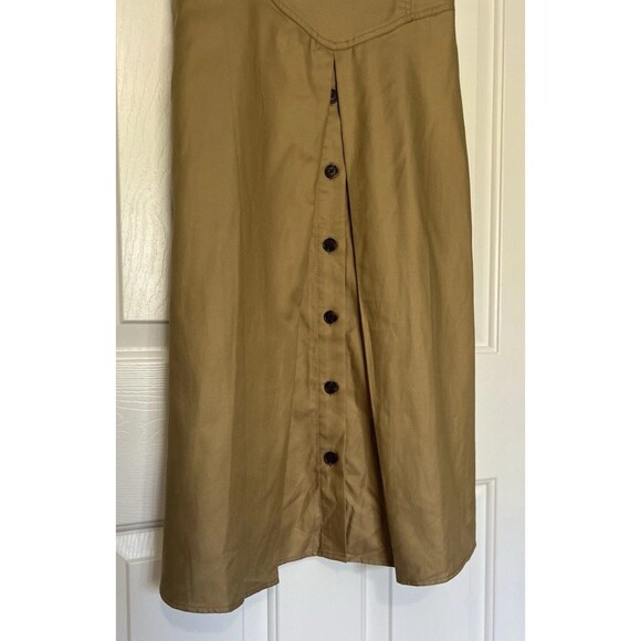Banana Republic Drop Waist Midi Dress Brown Button Size 4P - Picture 3 of 13